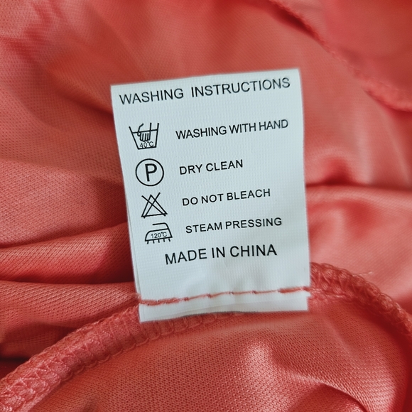 NWOT Meetjen Women's Vintage Floral Lace Asymmetrical Hem Coral Cocktail Dress - Picture 9 of 12